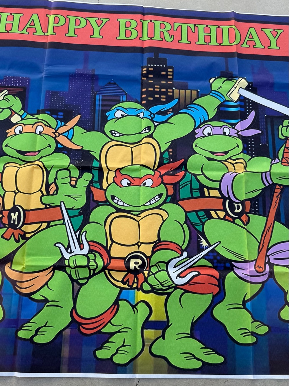 Green Teenage Mutant Ninja Turtles Happy Birthday Party banner - Green